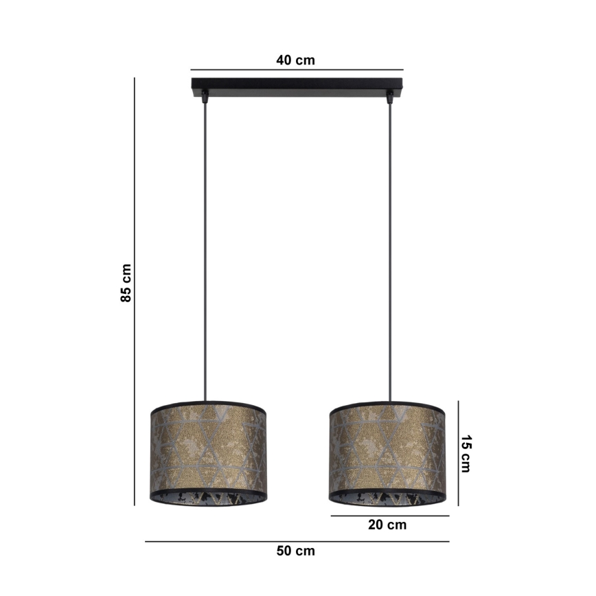 Lestenec na vrvici REZO 2xE27/60W/230V zlat