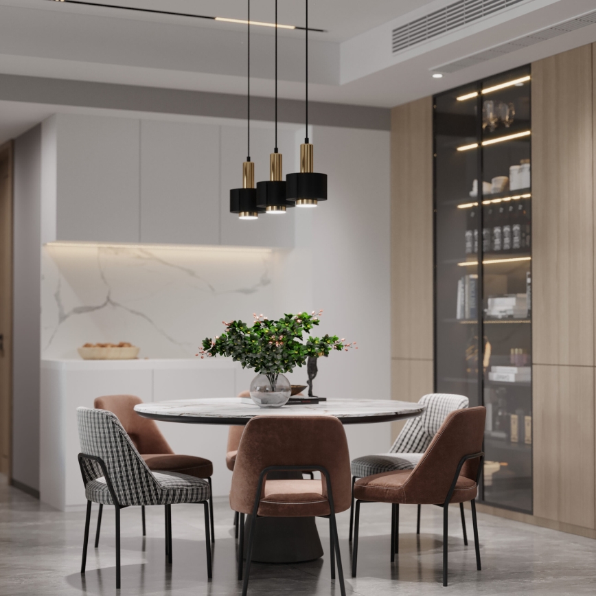 Lestenec na vrvici RIF LUX 1xGX53/12W/230V pr. 15 cm črna/sijajni krom