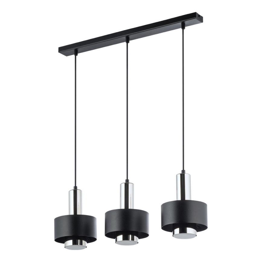 Lestenec na vrvici RIF LUX 3xGX53/12W/230V črna/sijajni krom