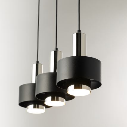 Lestenec na vrvici RIF LUX 3xGX53/12W/230V črna/sijajni krom