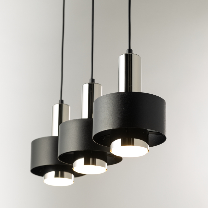 Lestenec na vrvici RIF LUX 3xGX53/12W/230V črna/sijajni krom