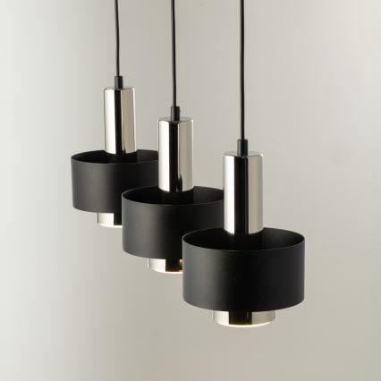 Lestenec na vrvici RIF LUX 3xGX53/12W/230V črna/sijajni krom