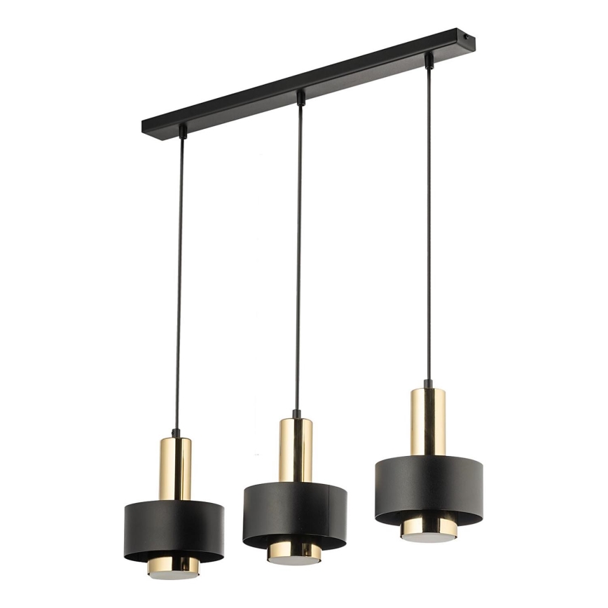 Lestenec na vrvici RIF LUX 3xGX53/12W/230V črna/zlata