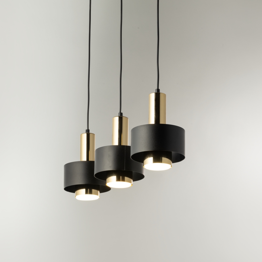 Lestenec na vrvici RIF LUX 3xGX53/12W/230V črna/zlata