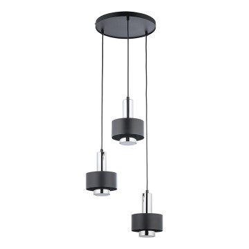 Lestenec na vrvici RIF LUX 3xGX53/12W/230V pr. 38 cm črna/sijajni krom