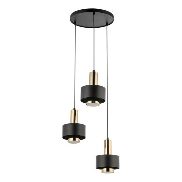 Lestenec na vrvici RIF LUX 3xGX53/12W/230V pr. 38 cm črna/zlata