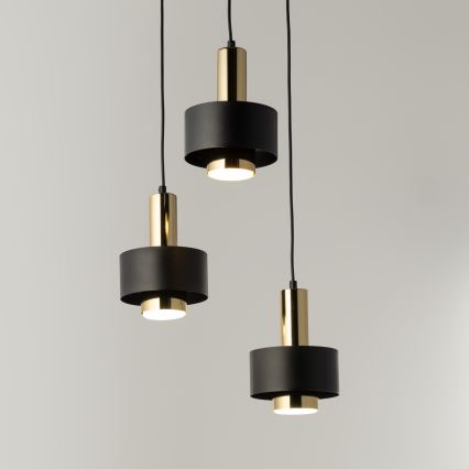 Lestenec na vrvici RIF LUX 3xGX53/12W/230V pr. 38 cm črna/zlata