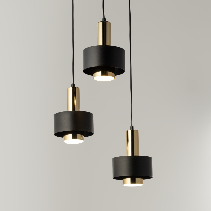 Lestenec na vrvici RIF LUX 3xGX53/12W/230V pr. 38 cm črna/zlata
