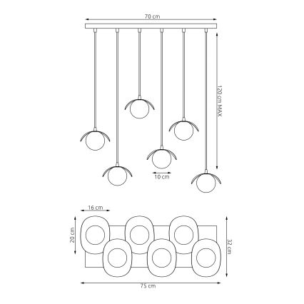 Lestenec na vrvici RITUAL 6xG9/8W/230V bela