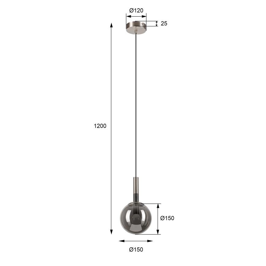 Lestenec na vrvici ROLLO 1xE14/5W/230V mat krom/dimna