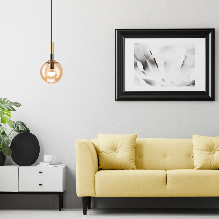 Lestenec na vrvici ROLLO 1xE14/5W/230V zlata/dimna bež