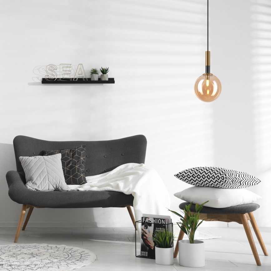 Lestenec na vrvici ROLLO 1xG9/5W/230V zlata/dimna bež
