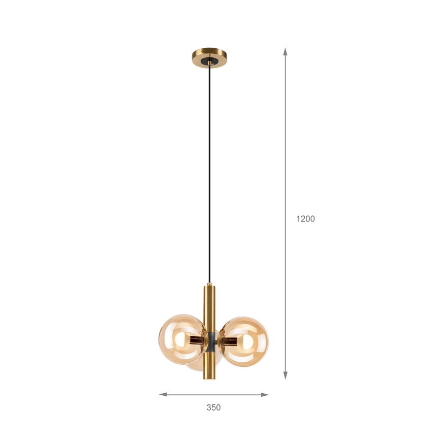 Lestenec na vrvici ROLLO 3xE14/5W/230V zlata/dimna bež