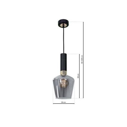 Lestenec na vrvici ROMA BLACK 1xE27/60W/230V