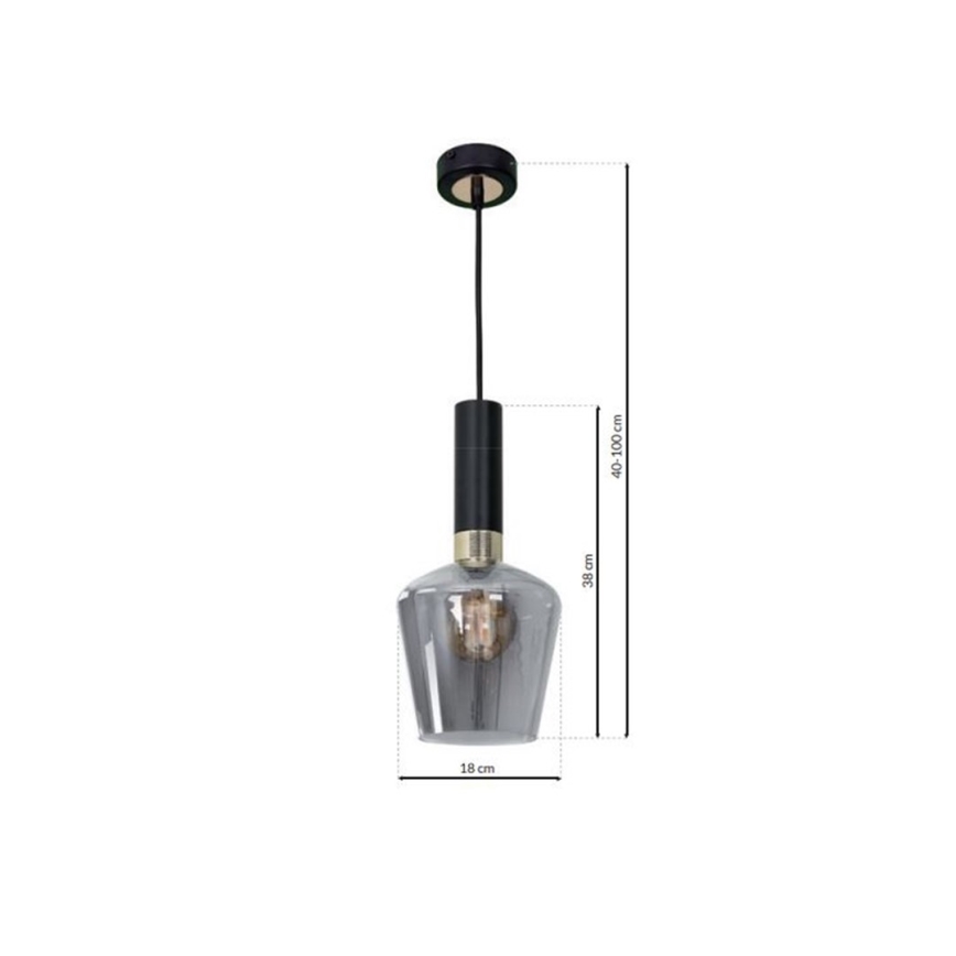 Lestenec na vrvici ROMA BLACK 1xE27/60W/230V