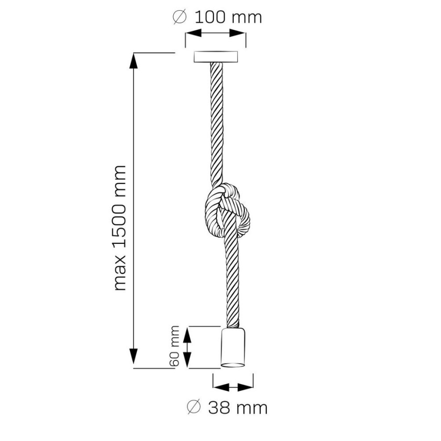 Lestenec na vrvici ROPE 1xE27/12W/230V