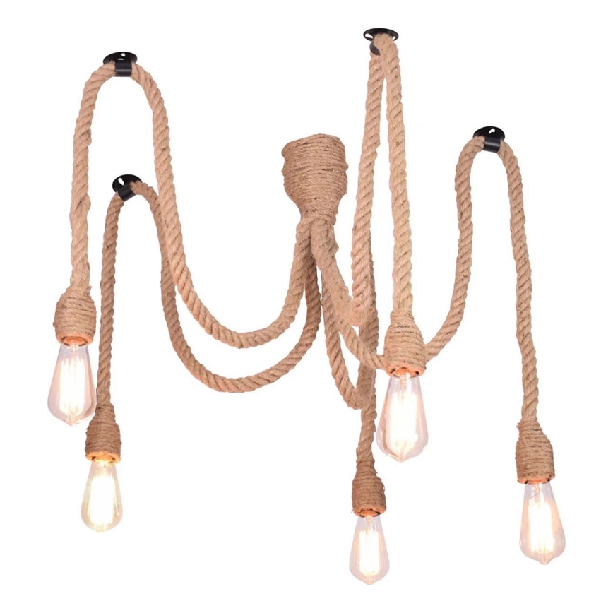 Lestenec na vrvici ROPE CASA 5xE27/12W/230V spider