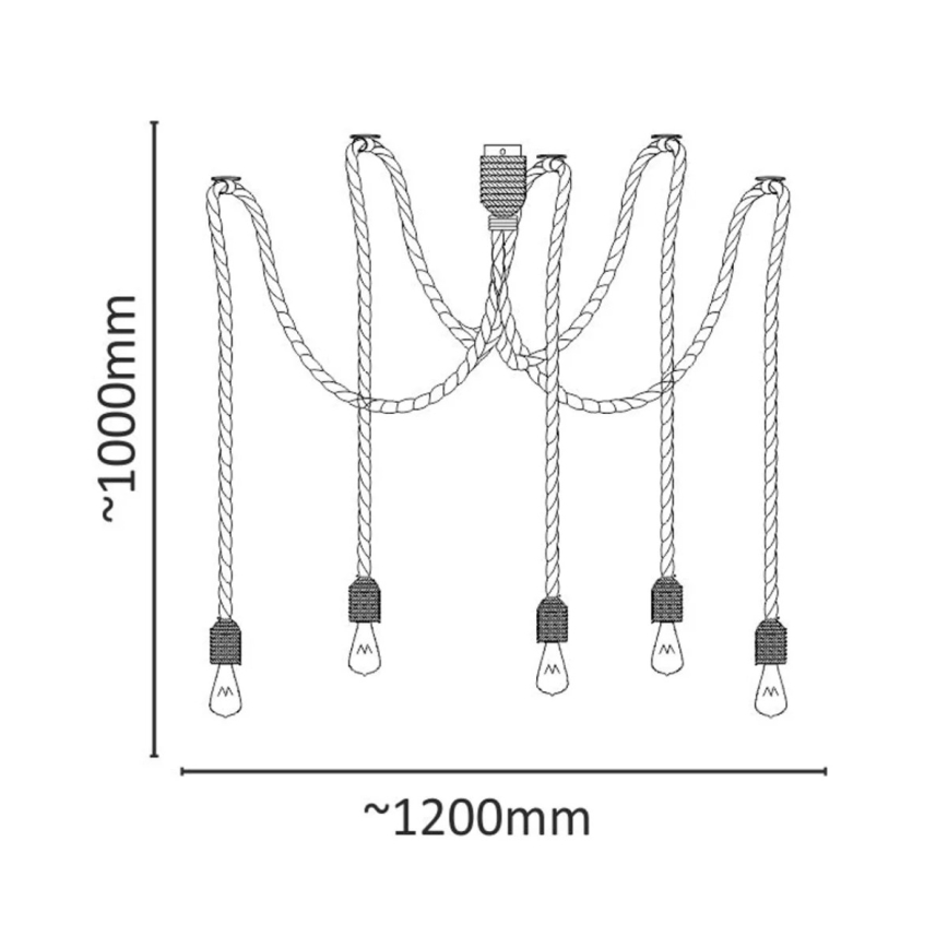 Lestenec na vrvici ROPE CASA 5xE27/12W/230V spider