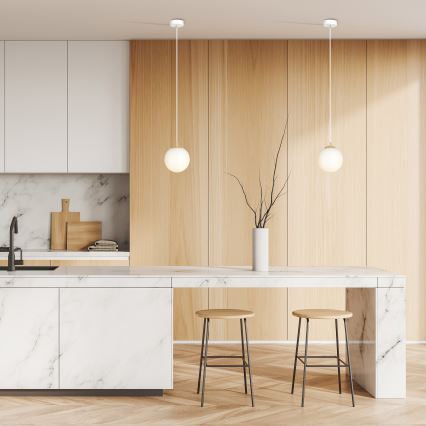 Lestenec na vrvici ROYAL 1xE14/10W/230V pr. 14 cm bela