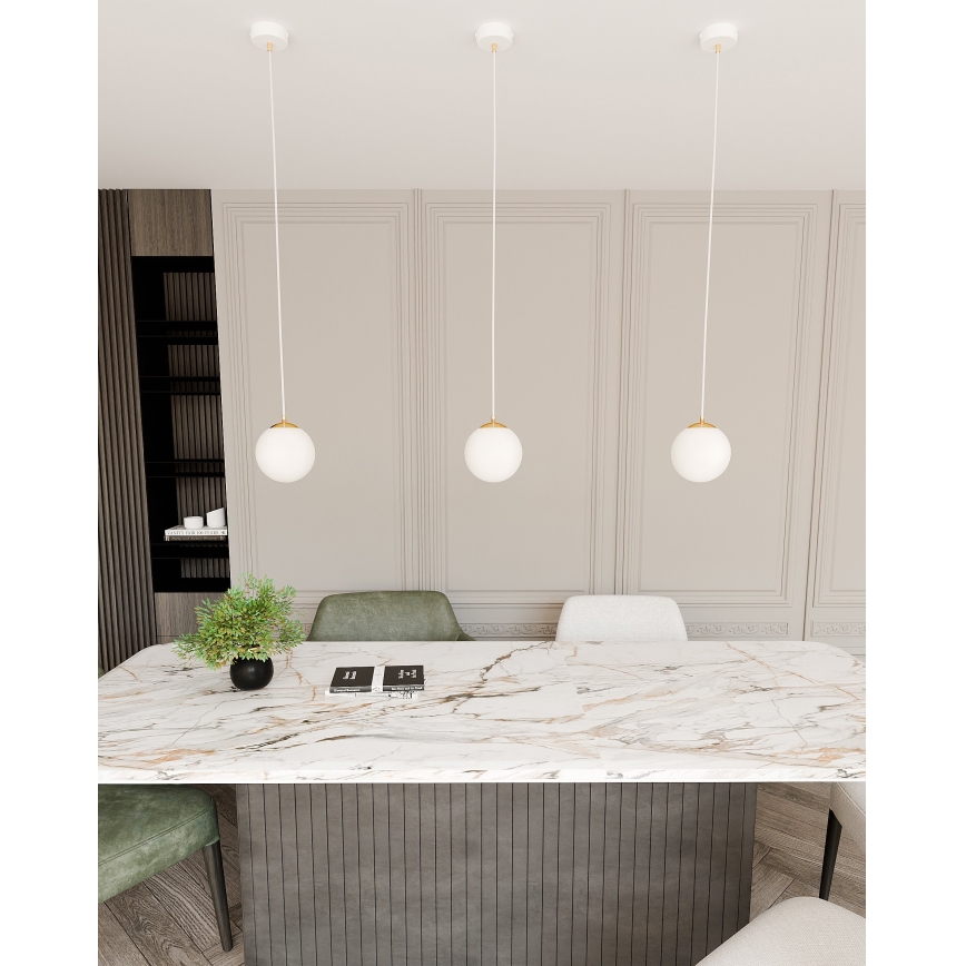 Lestenec na vrvici ROYAL 1xE14/10W/230V pr. 14 cm bela