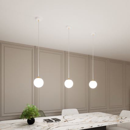 Lestenec na vrvici ROYAL 1xE14/10W/230V pr. 14 cm bela