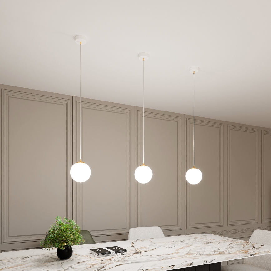 Lestenec na vrvici ROYAL 1xE14/10W/230V pr. 14 cm bela
