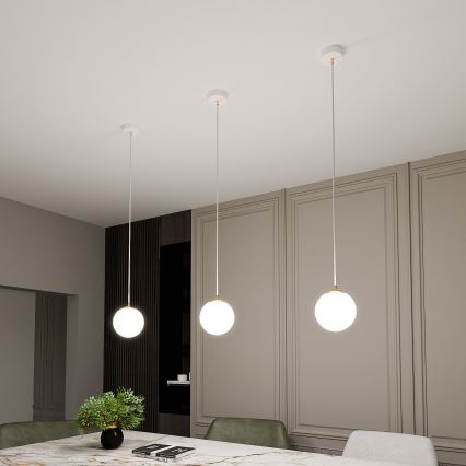 Lestenec na vrvici ROYAL 1xE14/10W/230V pr. 14 cm bela