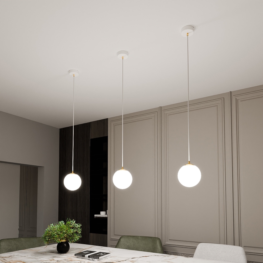 Lestenec na vrvici ROYAL 1xE14/10W/230V pr. 14 cm bela