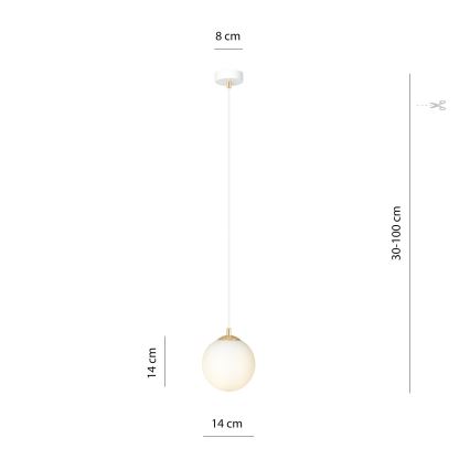 Lestenec na vrvici ROYAL 1xE14/10W/230V pr. 14 cm bela