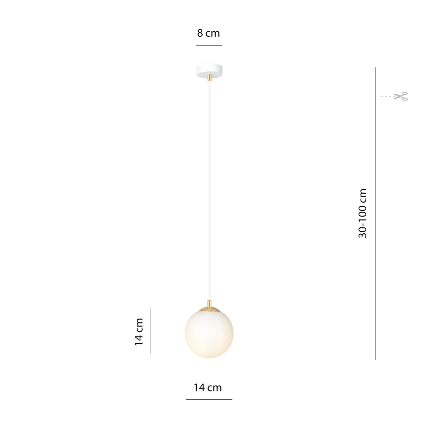 Lestenec na vrvici ROYAL 1xE14/10W/230V pr. 14 cm bela