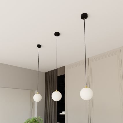 Lestenec na vrvici ROYAL 1xE14/10W/230V pr. 14 cm črna