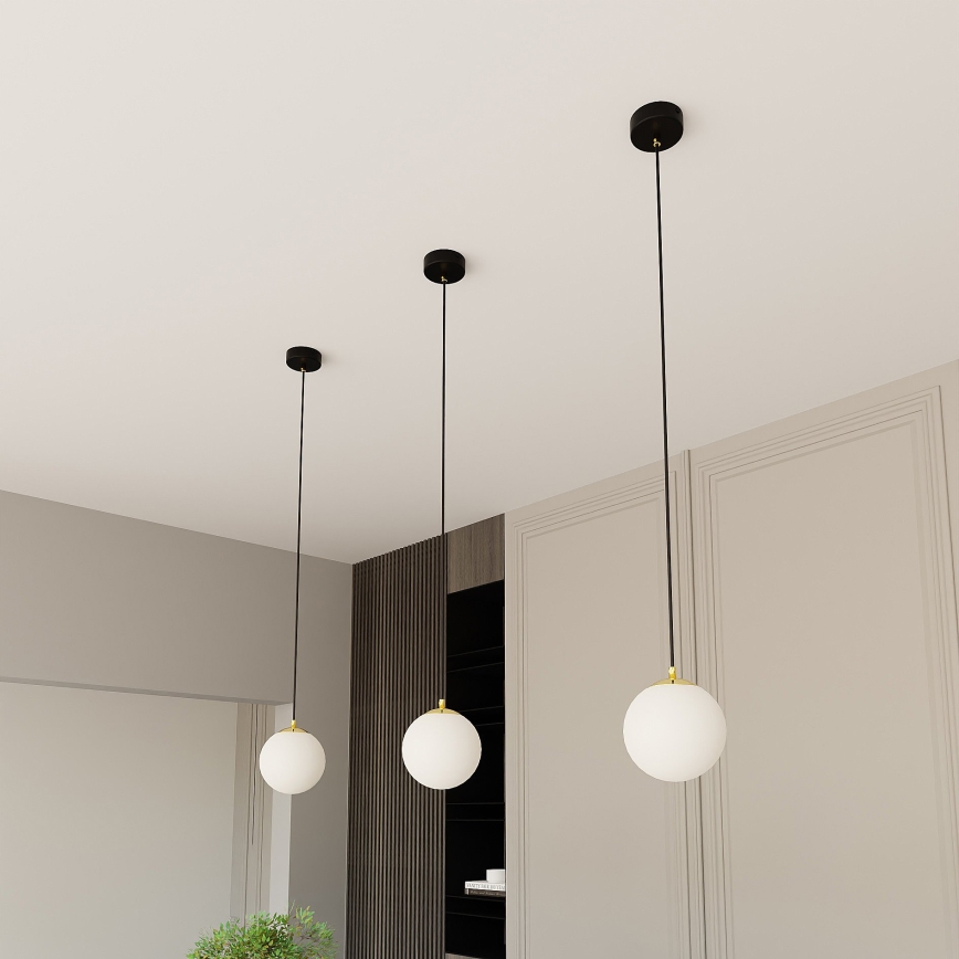 Lestenec na vrvici ROYAL 1xE14/10W/230V pr. 14 cm črna