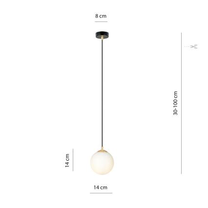 Lestenec na vrvici ROYAL 1xE14/10W/230V pr. 14 cm črna