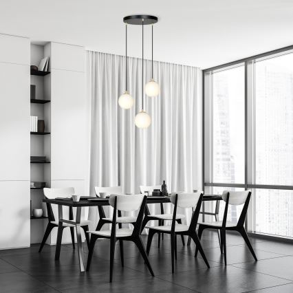Lestenec na vrvici ROYAL 3xE14/10W/230V pr. 30 cm črna