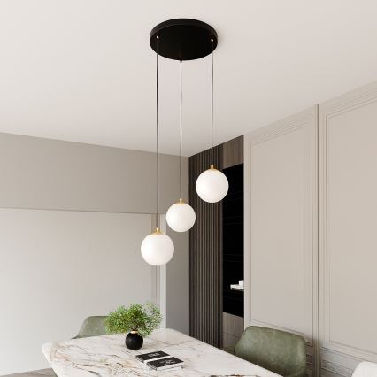 Lestenec na vrvici ROYAL 3xE14/10W/230V pr. 30 cm črna