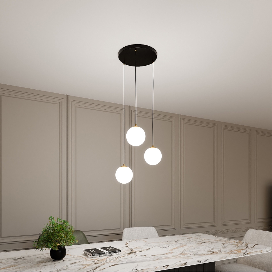 Lestenec na vrvici ROYAL 3xE14/10W/230V pr. 30 cm črna