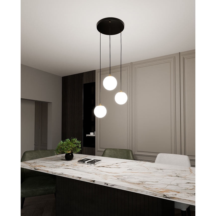Lestenec na vrvici ROYAL 3xE14/10W/230V pr. 30 cm črna