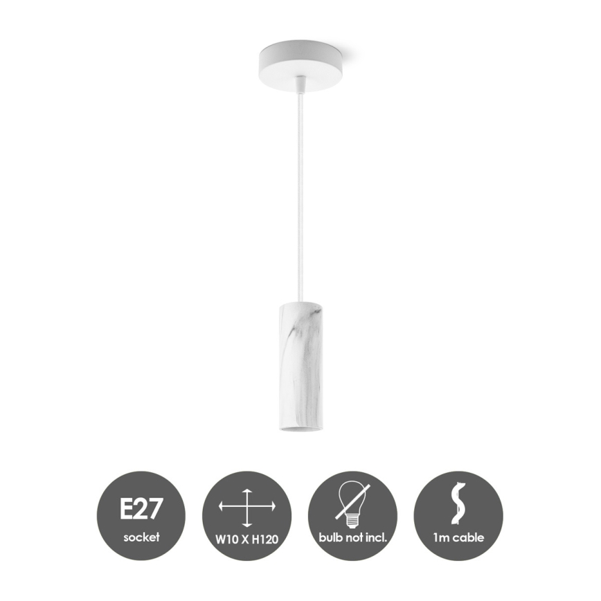 Lestenec na vrvici SAGA 1xE27/40W/230V marmor