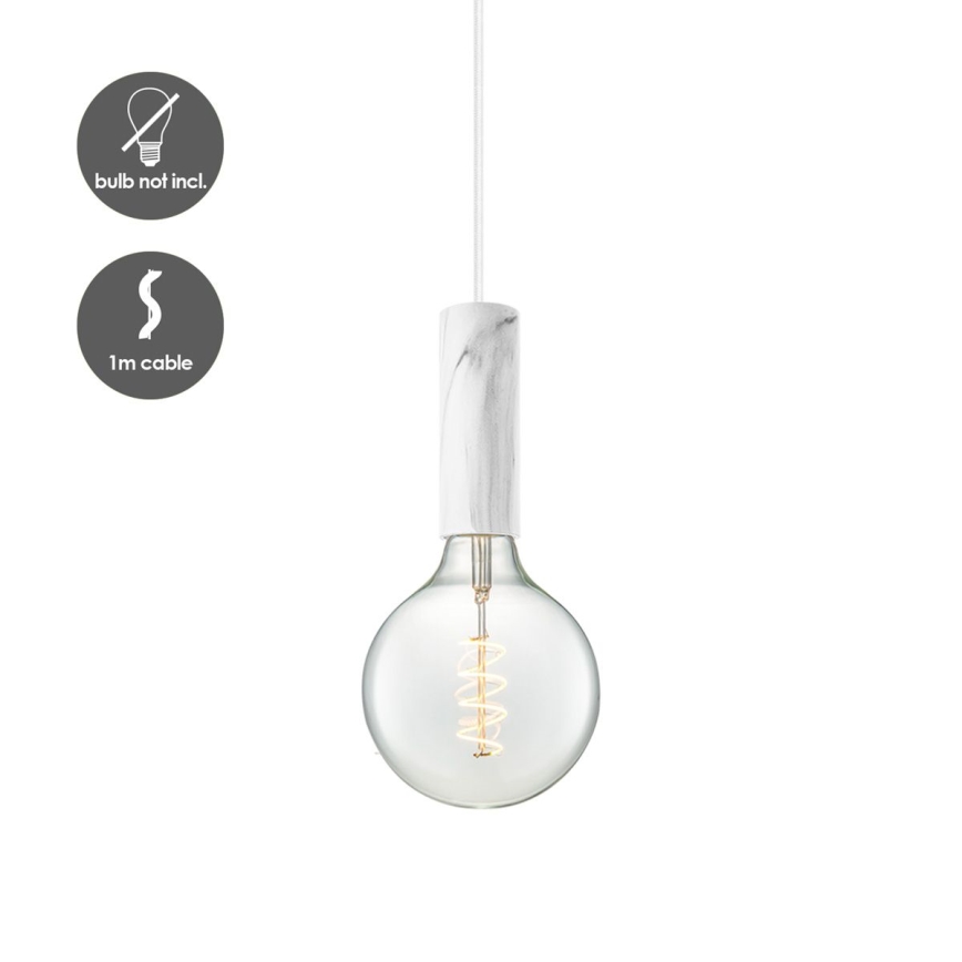 Lestenec na vrvici SAGA 1xE27/40W/230V marmor