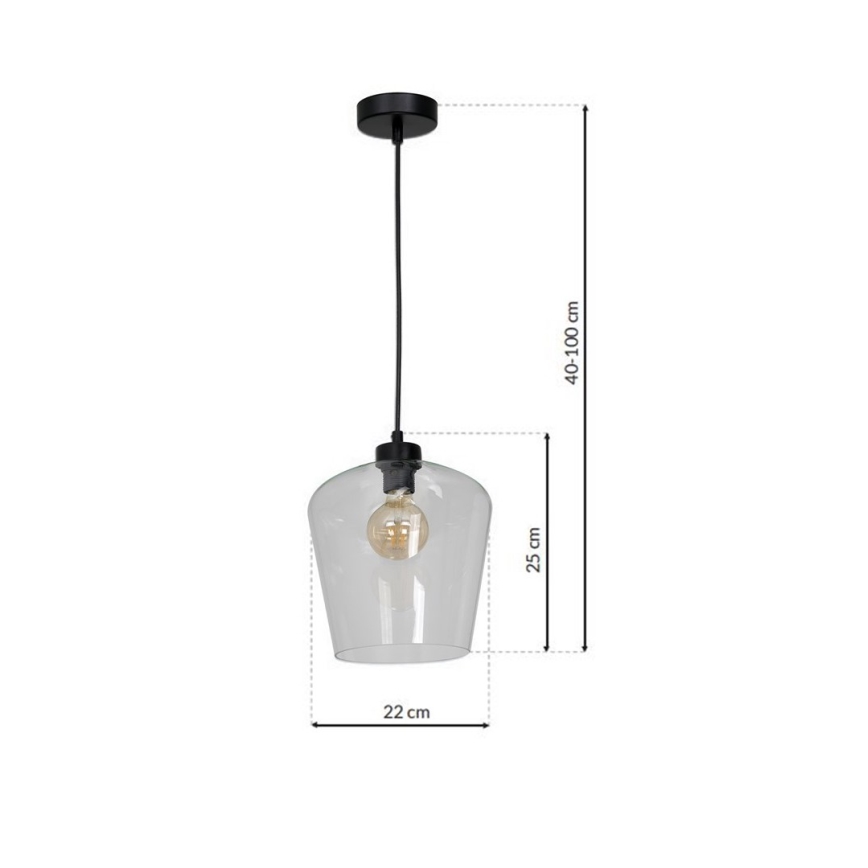 Lestenec na vrvici SANTIAGO 1xE27/60W/230V prozoren