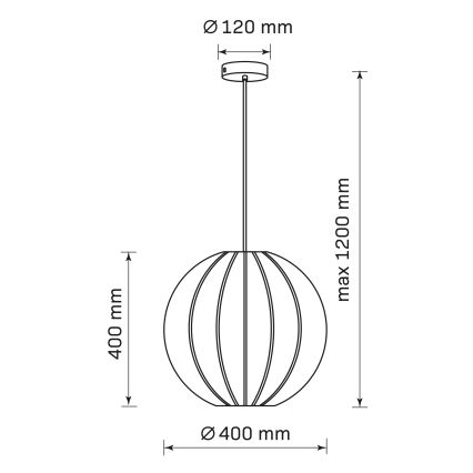 Lestenec na vrvici SENSAI 1xE27/20W/230V pr. 40 cm črna