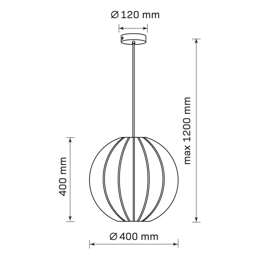 Lestenec na vrvici SENSAI 1xE27/20W/230V pr. 40 cm črna