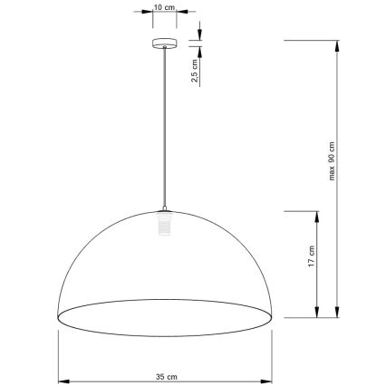 Lestenec na vrvici SFERA 1xE27/60W/230V pr. 35 cm bela/baker