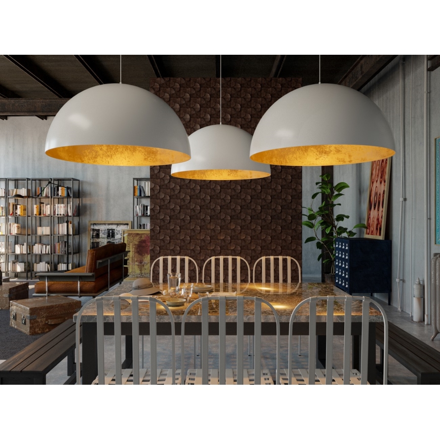 Lestenec na vrvici SFERA 1xE27/60W/230V pr. 50 cm siva/zlata