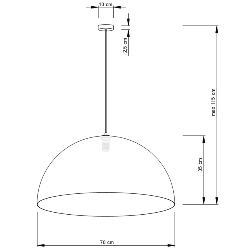 Lestenec na vrvici SFERA 1xE27/60W/230V pr. 70 cm zlata/črna