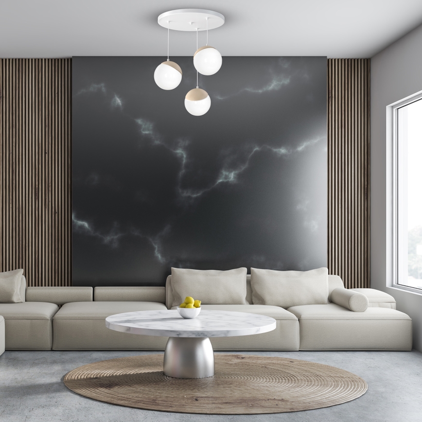 Lestenec na vrvici SFERA WOOD 3xE14/40W/230V