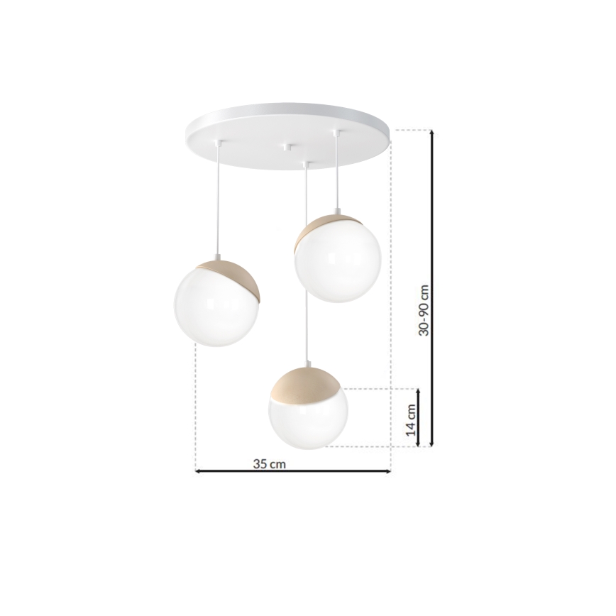 Lestenec na vrvici SFERA WOOD 3xE14/40W/230V