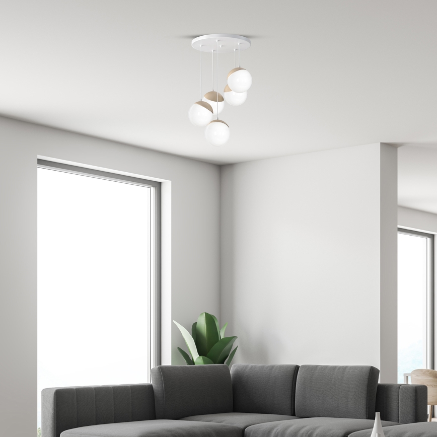 Lestenec na vrvici SFERA WOOD 5xE14/40W/230V