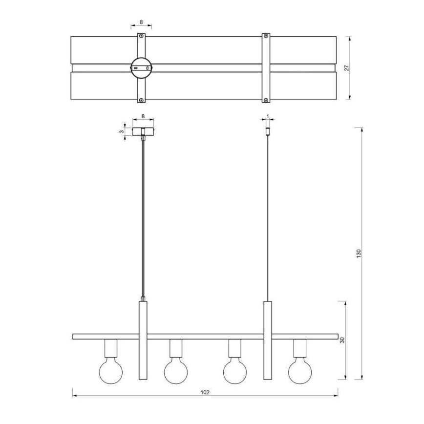 Lestenec na vrvici SHELF 4xE27/60W/230V