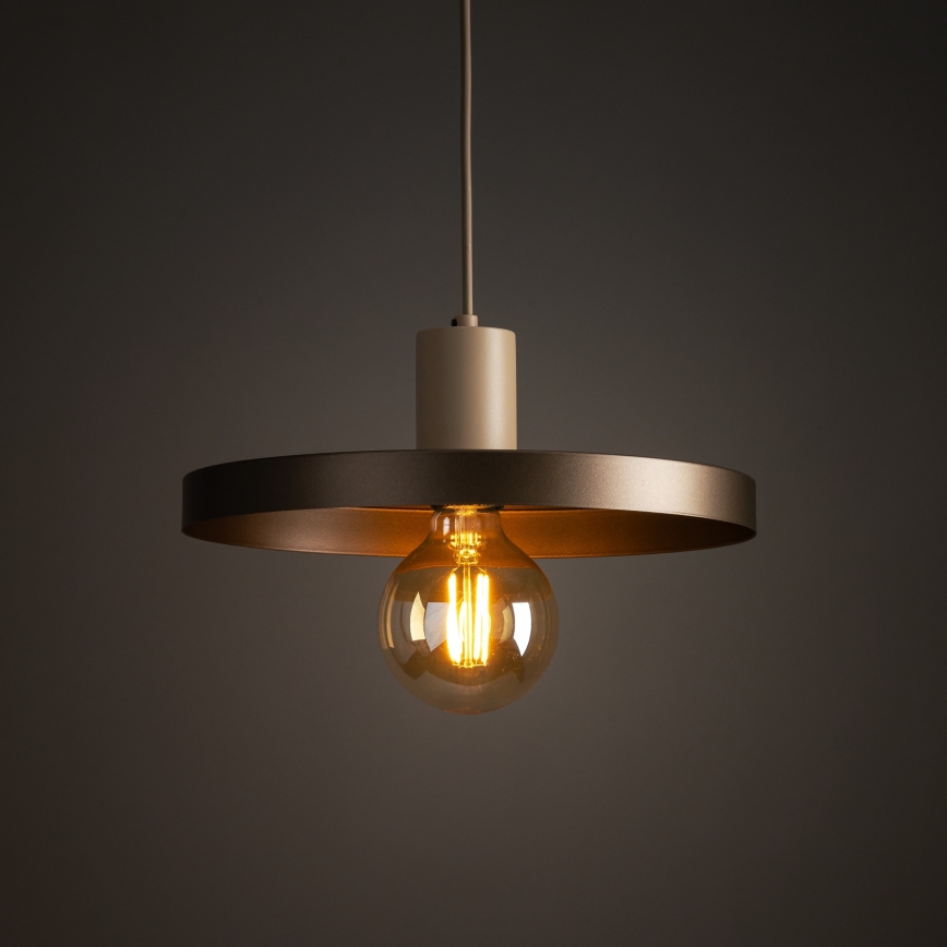 Lestenec na vrvici SILA 1xE27/15W/230V pr. 30 cm rjava/bež